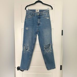 Zara high rise ripped mom jeans